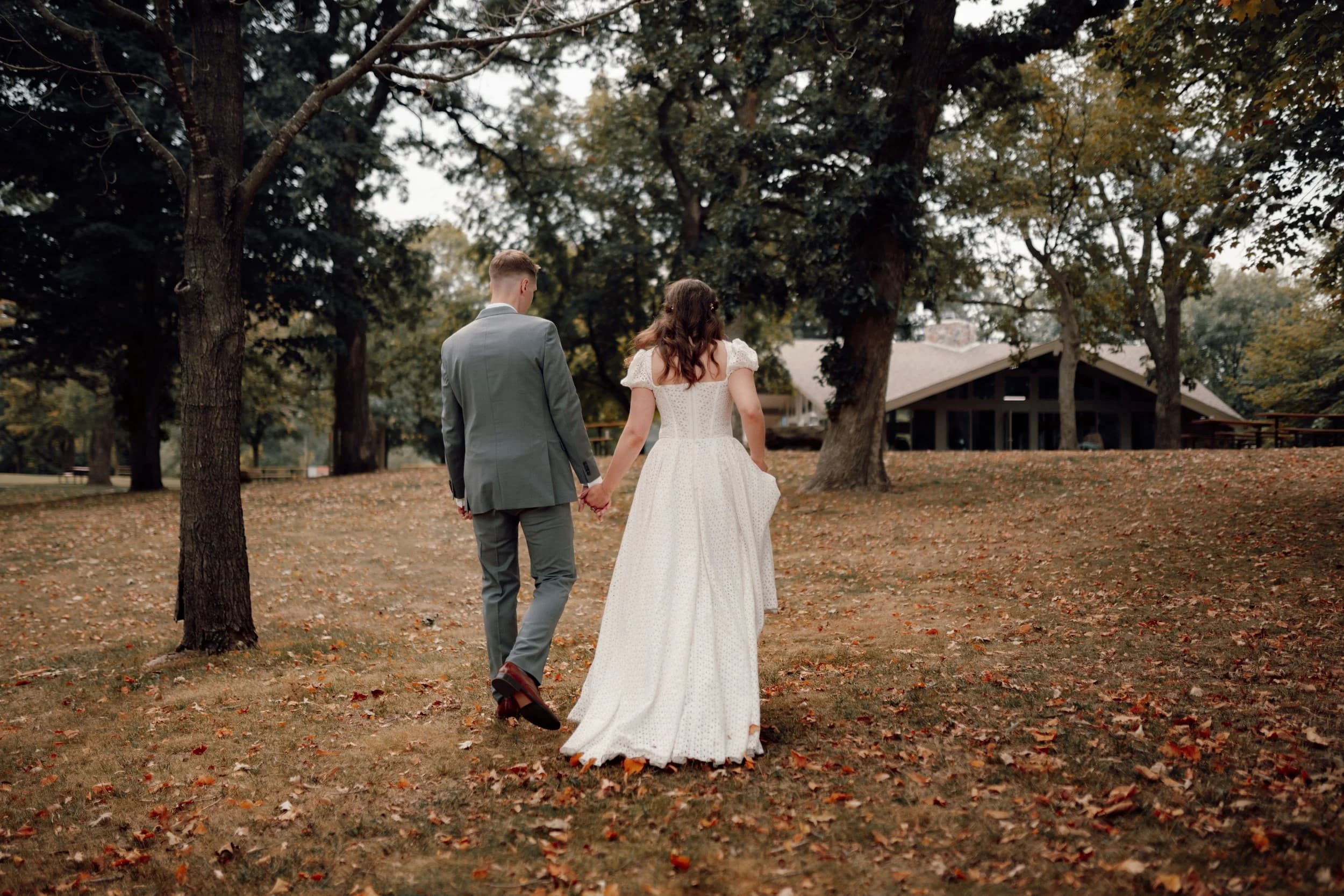 Bride and groom portrait in natural light